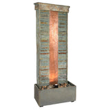 Rippled Slate 48-inch Outdoor Water Fountain - Outdoor Water Feature with LED Light