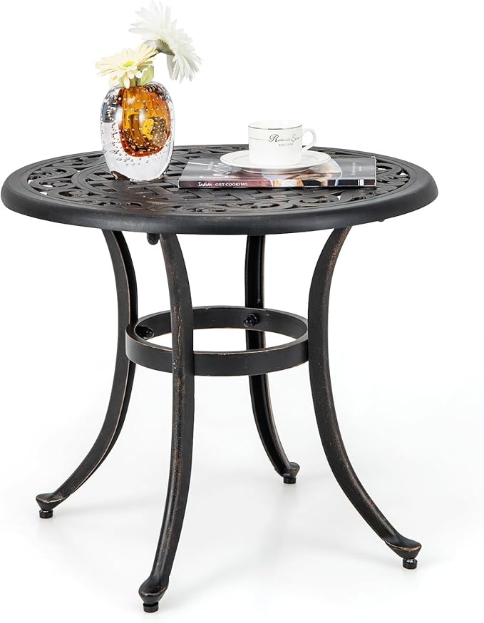 Tangkula 59 Inches Outdoor Dining Table, All-Weather Cast Aluminum Table