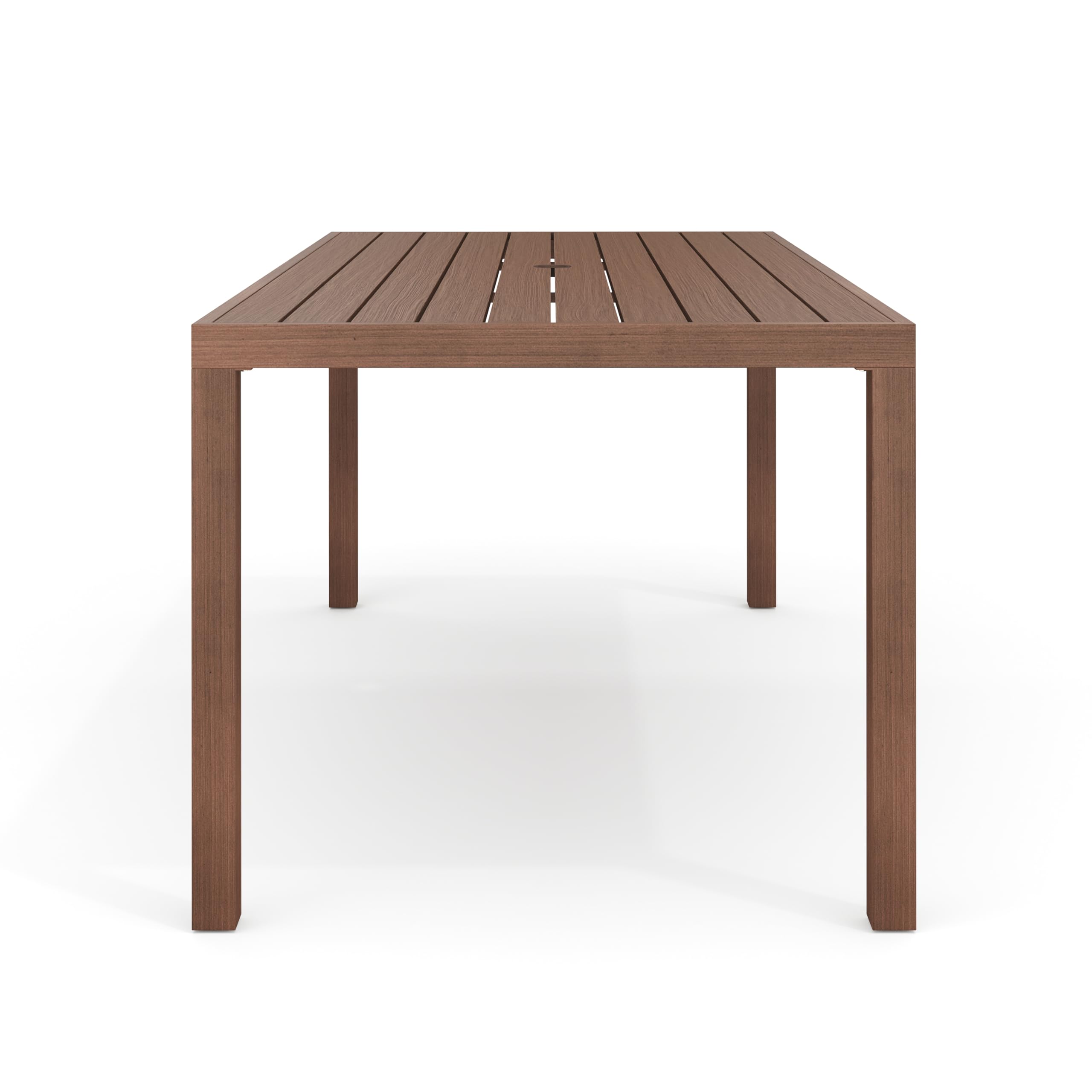 Bedford 70" Indoor-Outdoor Aluminum Patio Table with Umbrella Hole and Brushed