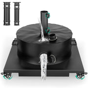 2-in-1 Metal Umbrella Base with Water Bag, Patio Umbrella Stand with Wheels