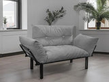 49" Small Modern Loveseat Sofa, Mid Century Linen Fabric 2-Seat Couch