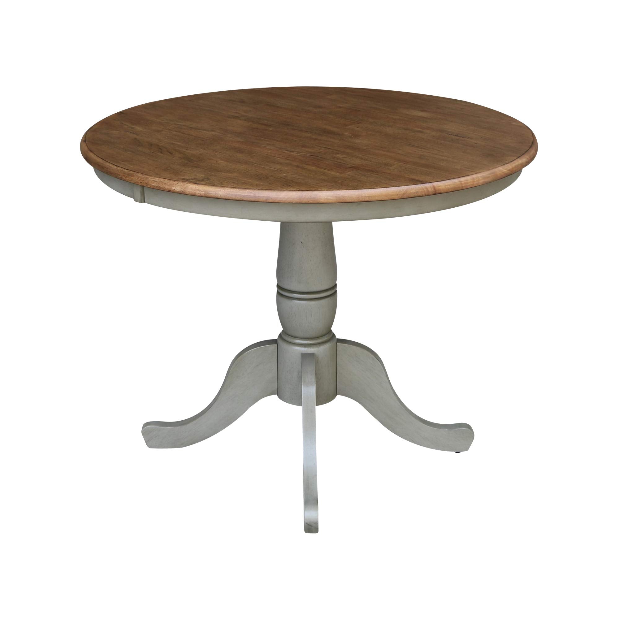 IC International Concepts International Concepts 36-inch Round Top Pedestal Dining Height Table, Distressed Hickory/Stone