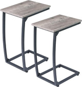 C Shaped End Table Side Table of 2, Small Sofa Table with Metal Frame