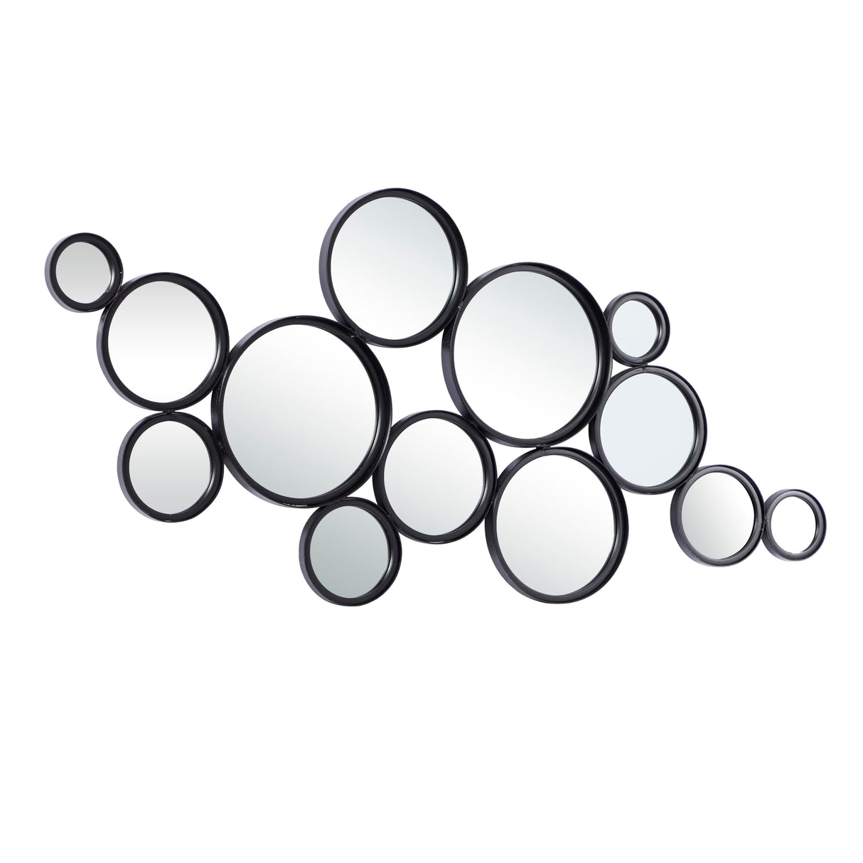 Metal Abstract Room Wall Mirror Bubble Cluster Entryway Mirror, Wall Mounted Mirror 24" x 1" x 52", Black