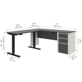 Connexion L-Shaped Standing Desk with Pedestal, 72W, Slate/Sandstone