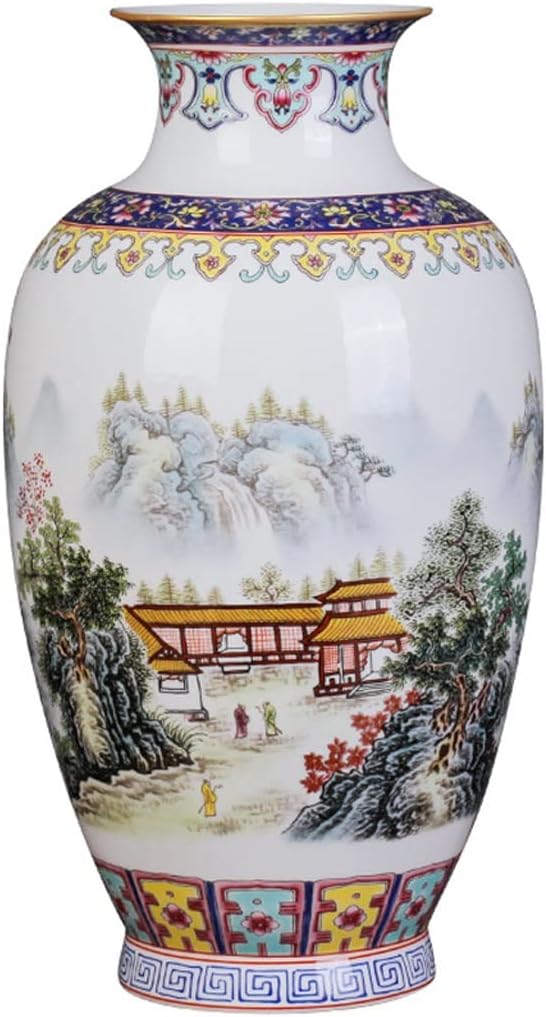 Ceramic Landscape Painting Chinese Vase Living Room