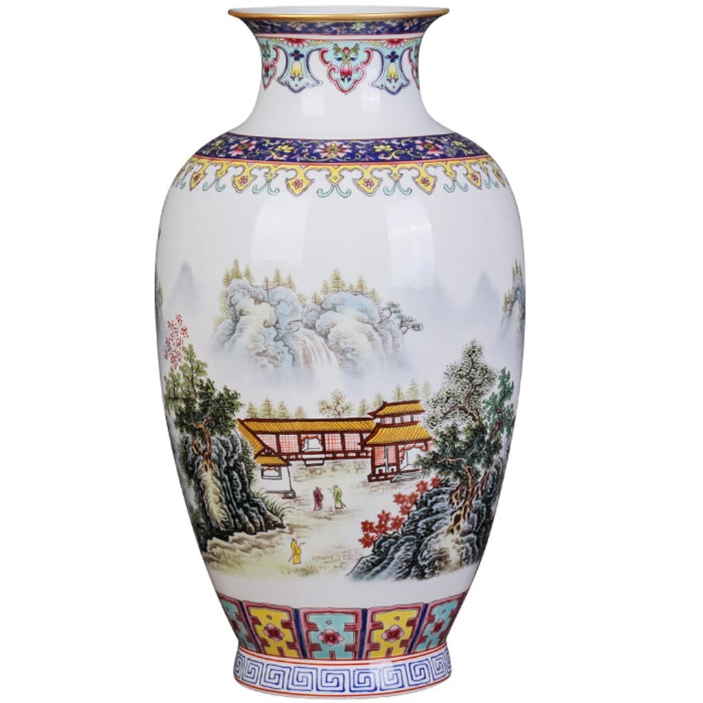 Ceramic Landscape Painting Chinese Vase Living Room