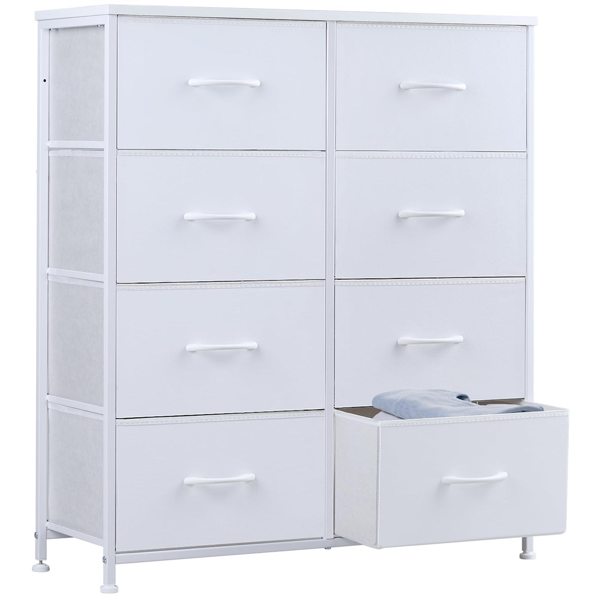 Dresser for Bedroom, Chest Organizer Unit with 8 Fabric Bins, Fabric Storage Tower,