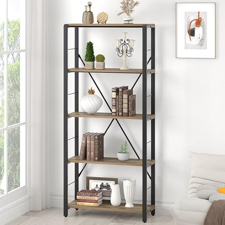 Small Bookshelf, 3 Tier Rustic Book Shelf with Storage, Industrial Low Short Bookcases