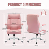 Pink Leather Office Chair with Lumbar Support & Flip-Up Armrests