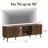 63" Walnut Fluted TV Stand with Storage Cabinets
