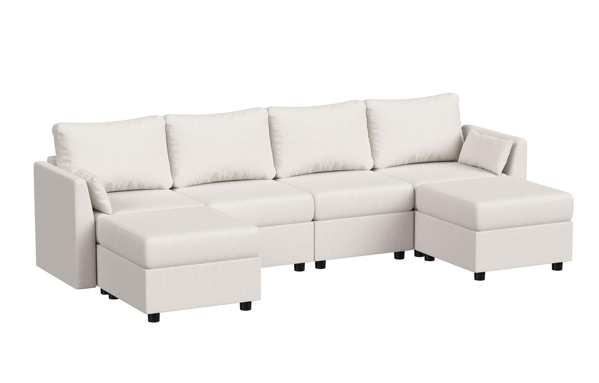 Modular Sectional Sofa, 6 Seat Modular Couch with Storage, Memory Foam