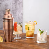 Antique Copper & Stainless Steel 24 oz Cocktail Shaker with Built In Strainer for Bartending