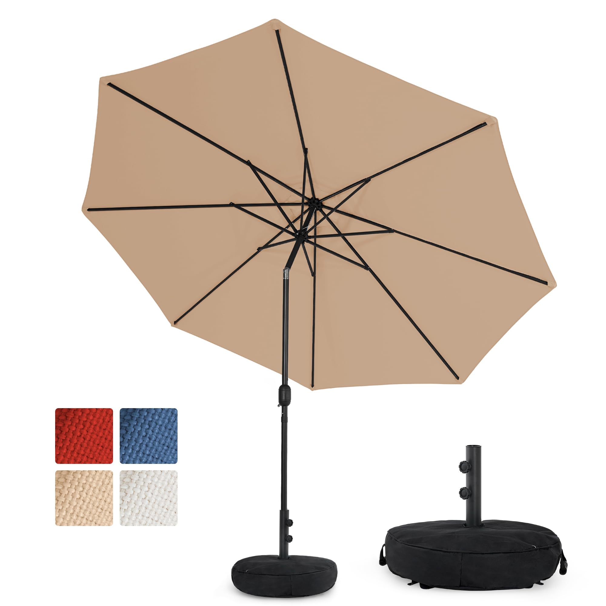 Olefin 5-Year-Non-Fading 10FT Patio Umbrella with Sand Bag Base, Outdoor Umbrella