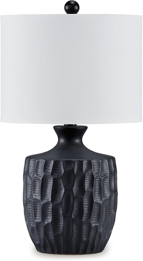 Ellisley Modern Ceramic Table Lamp with On-Off Switch, Black & White