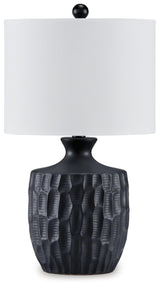 Ellisley Modern Ceramic Table Lamp with On-Off Switch, Black & White