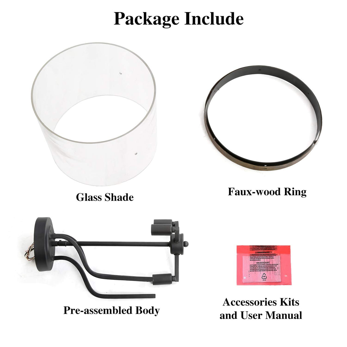 LALUZ Faux Wood Ring Ceiling Light Fixture, Modern Semi Flush Mount Ceiling Light, Farmhouse Drum Chandelier, 3 Lights, for Bathroom, Bedroom, Kitchen, Living Room, Dining Room