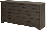 Versa Collection 6-Drawer Double Dresser, Gray Maple with Antique Handles