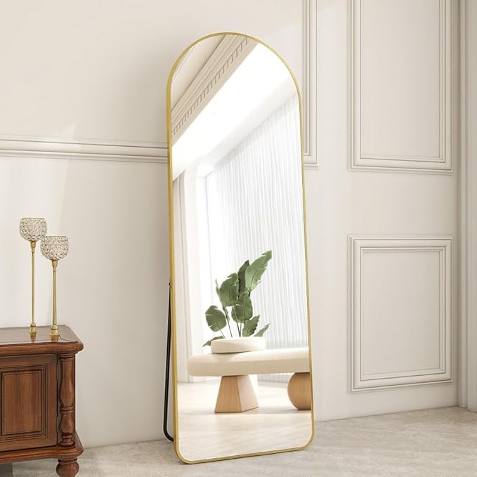 Full Length Mirror Arched Floor Mirror with Rounded Corners