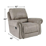 Back Rocker Recliner with Nailhead Trim, Gray