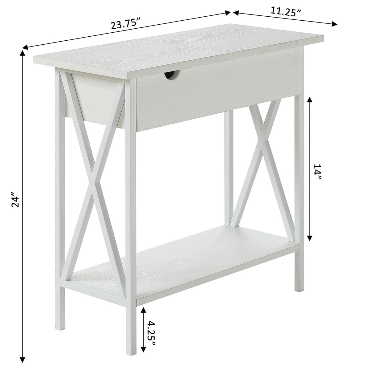 Tucson End Charging Station and Shelf, Flip Top Table,