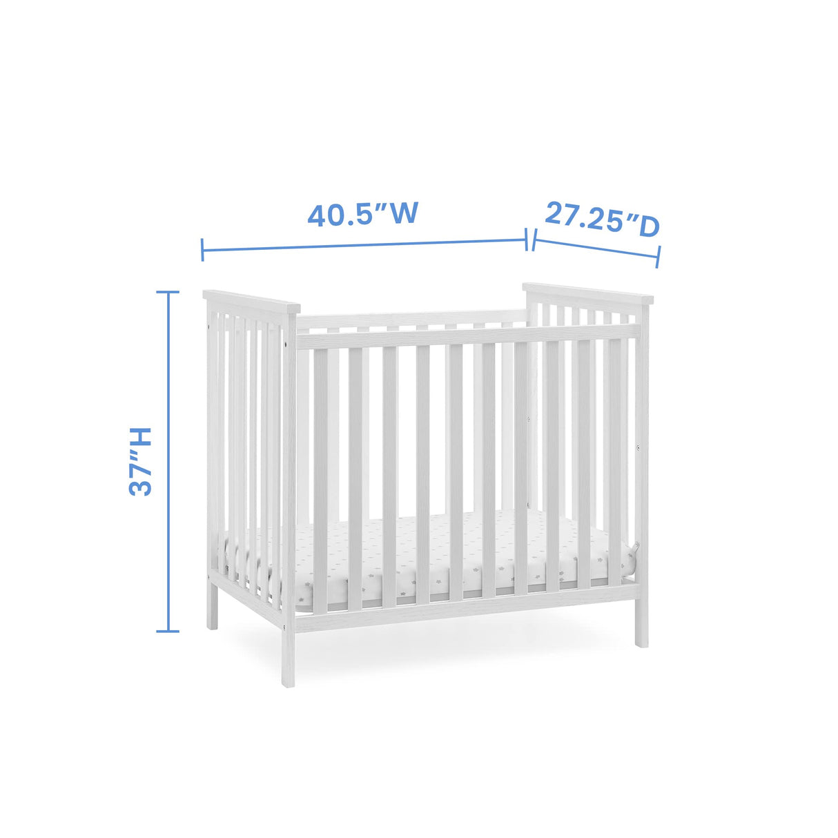 Middleton Mini Crib with 2.75-Inch Mattress - Greenguard Gold Certified, Textured White