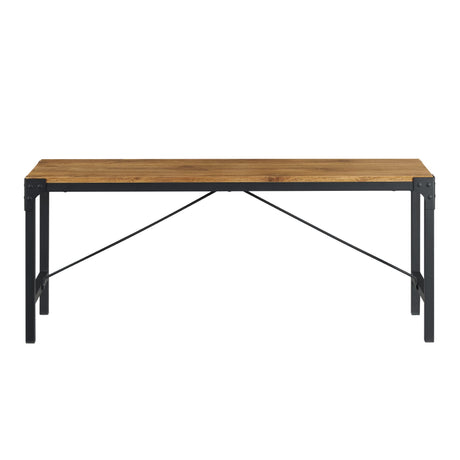 Avenue Metal and Wood Angle Iron Dining Bench, 46 Inch, Barnwood