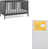 Hayes 4-in-1 Convertible Crib, Bianca White + Simmons Kids Silver Nights Dual Sided 2