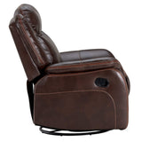 Avant 38" Wide Reclining Rocking Swivel Chair | Brown Faux Leather Accent Armchair