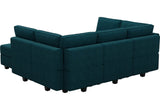 Modular Sectional Sofa Modular Sleeper Couch Convertible Sectional Sofa Bed Set Oversized Couch Reversible Chaise Peacock Blue