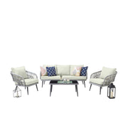 Riviera 4-Piece 5 Seater Patio Conversation Set with Cushions, Cream
