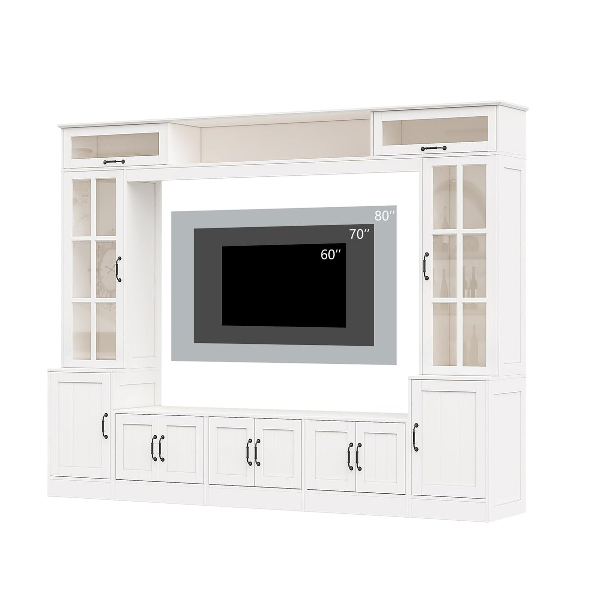 98" Wall Unit TV Stand with LED Lights for TVs up to 80"