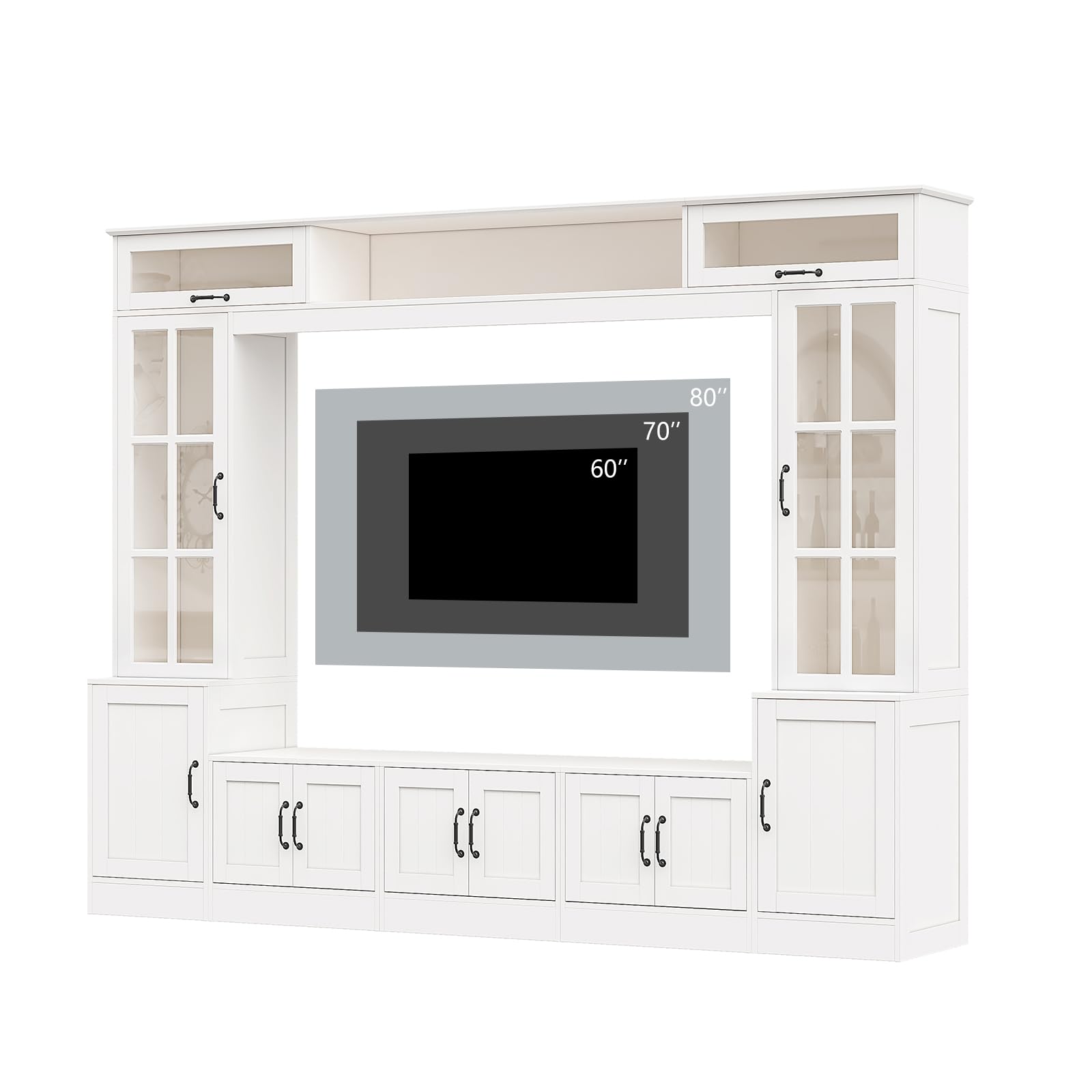98" Wall Unit TV Stand with LED Lights for TVs up to 80"