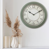 & Co. 12.6" Illuminated Farmhouse Wall Clock, Silent Battery Operated Night Light Wall Clock with Smart LED Sensor for Living Room, Bathroom, Kitchen, Home Office, Sage Green