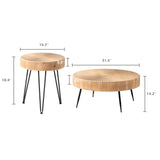 2-Piece Modern Farmhouse Living Room Coffee Table Set, Nesting Table Round