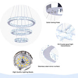 Modern Crystal Chandeliers 3 Rings Round LED Chandelier Fixtures DIY Pendant Lighting