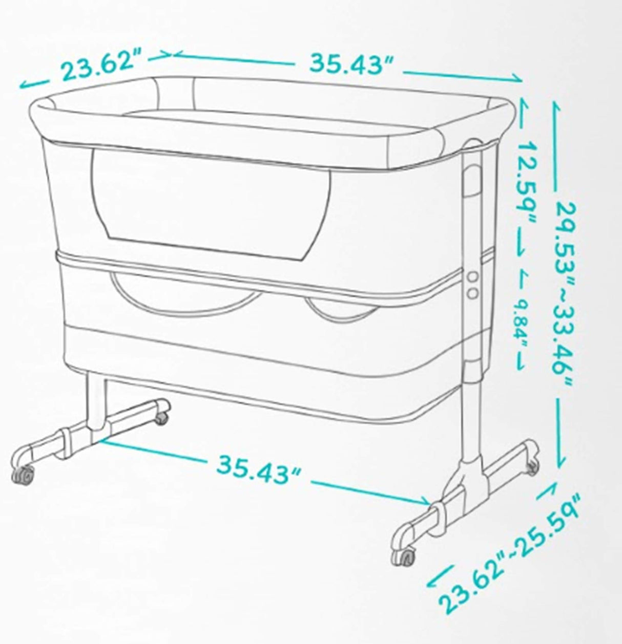 nordmiex Bedside Sleeper Bedside Crib, Baby Bassinet 3 in 1 Travel Baby Crib Baby Bed with Breathable Net,Adjustable Portable Bed for Infant/Baby(Deep Grey)