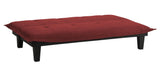 Lodge Convertible Futon Couch Bed with Microfiber Upholstery and Wood Legs, Red