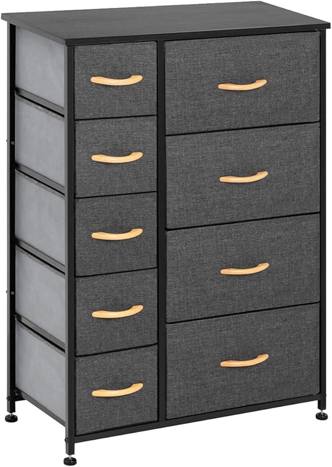 9-Drawer Fabric Dresser: Versatile Storage Organizer with Steel Frame & Wooden
