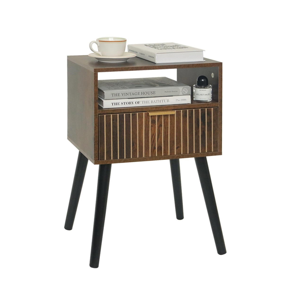 Small Nightstand Wood Bedside Table with Drawer, Modern End Table for Bedroom and Small Spaces