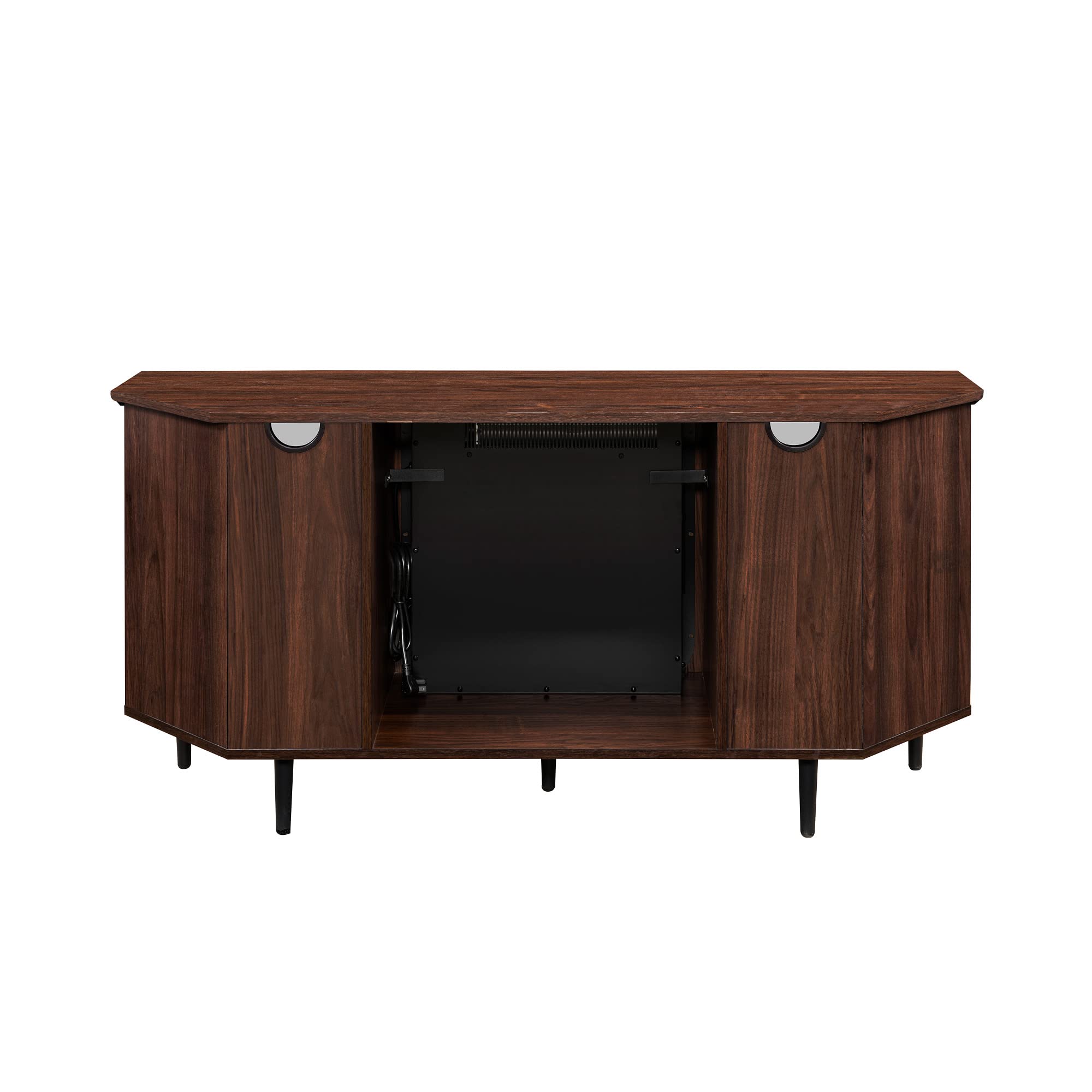 Bryson Modern Rustic Glass-Door Fireplace Stand for TVs up to 60 Inches