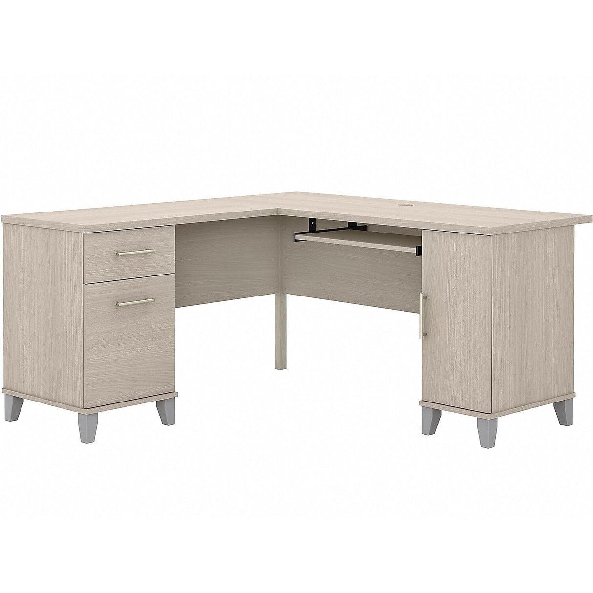 Somerset L-Shaped Desk with Storage Study Table with Drawers in Sand Oak