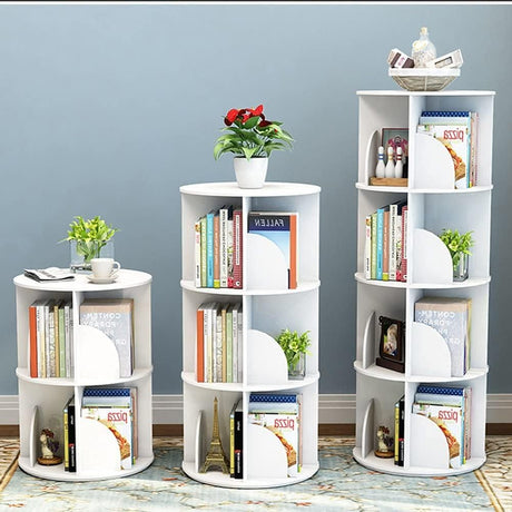 Bookshelf 360° Rotating Bookshelf Corner Bookcase Child Student Floor-Standing