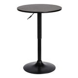 Bentley Height Adjustable Swivel Pub Table with Black Wood Finish and Black Base