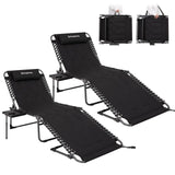 KingCamp Oversize Lounge Chair Outdoor Set of 2, Extra Large Padded Folding 5 Positions