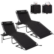 KingCamp Oversize Lounge Chair Outdoor Set of 2, Extra Large Padded Folding 5 Positions