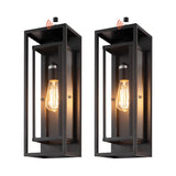 18" Dusk to Dawn Outdoor Wall Sconce 1 Light in Matte Black Rectangular Metal Frame