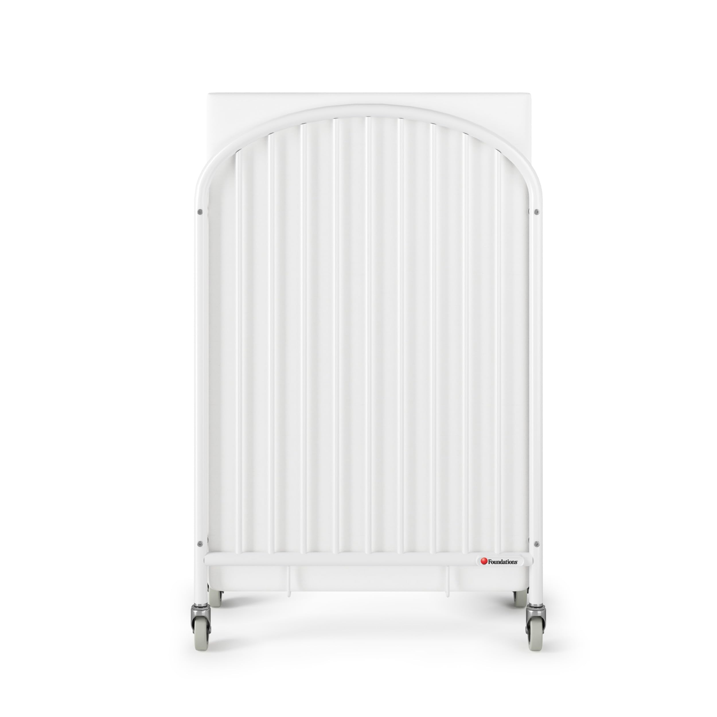 Pinnacle Steel Folding Crib, Portable Baby Crib with 4" InfaPure Foam Mattress and Oversized Commercial Grade Casters, Perfect for Hotels, Durable Construction (White)