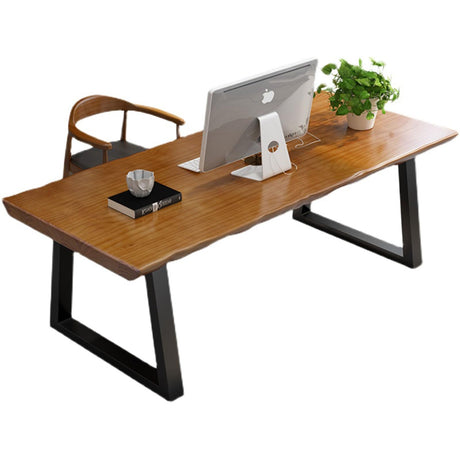 Solid wood administrative computer desk, 63 inch rural style large office desk