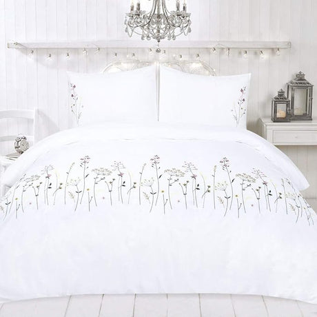 White Flower Duvet Cover Set Queen Floral Cotton Pink Flowered Spring Elegant